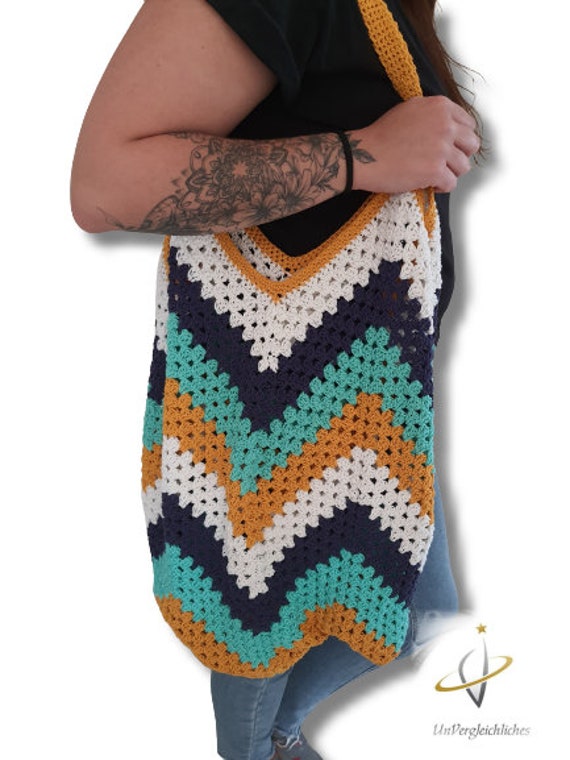 strandtasche Xl Häkeltasche Shopper Einkaufstasche Handarbeit - Einzelstück von UnVergleichlichesDE