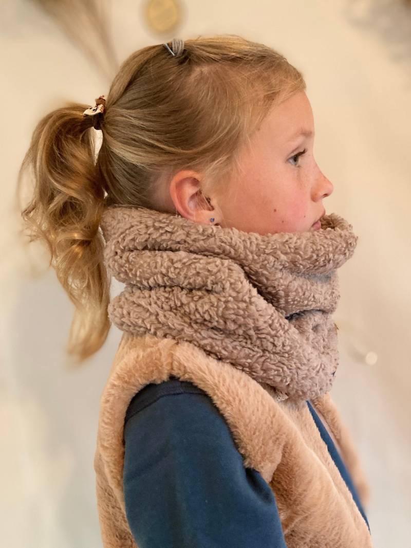 Snood, Infinity-Schal, Schal Kinder, Teddystoff Taupe von UnaBellaShop