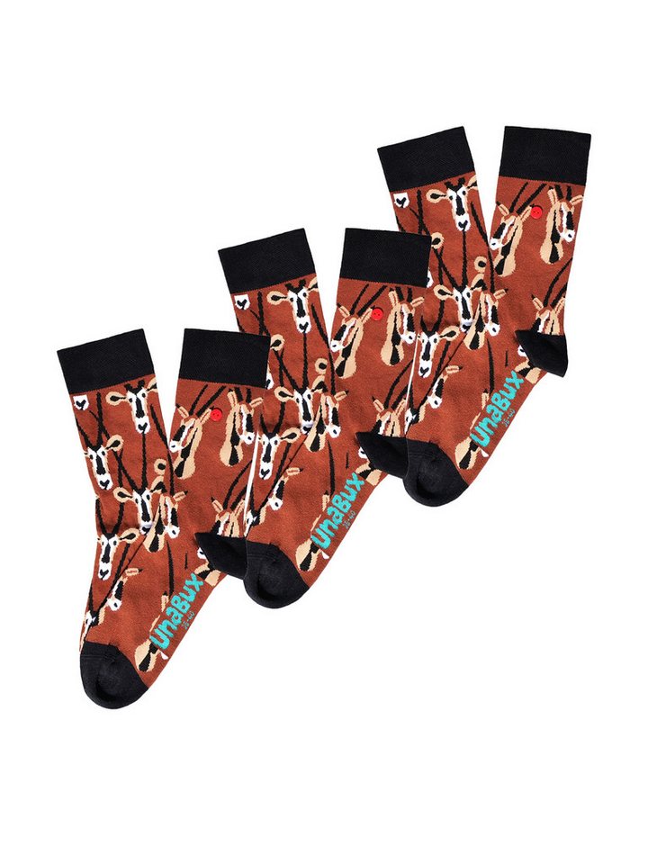UnaBux Freizeitsocken GRUMBLE IN THE JUNGLE (3-Paar) socken strumpf strümpfe von UnaBux