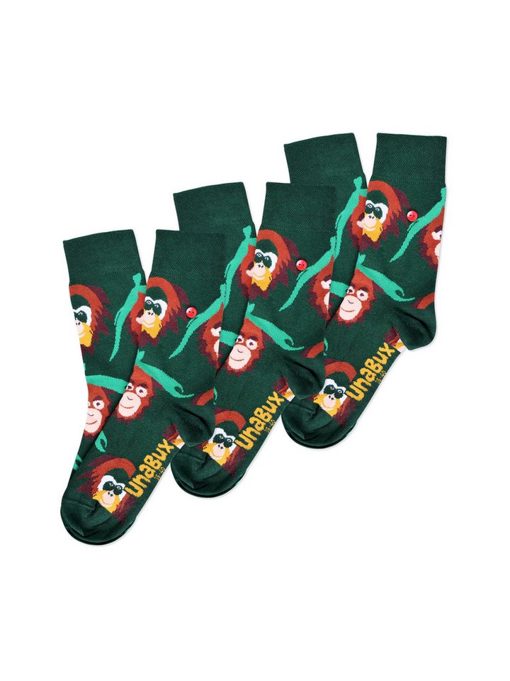 UnaBux Freizeitsocken GRUMBLE IN THE JUNGLE (3-Paar) socken strumpf strümpfe von UnaBux