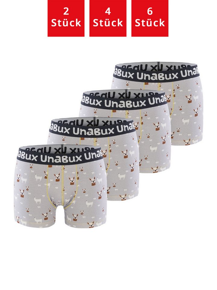 UnaBux Retro Boxer Premium Boxershorts Herren Retroshorts Unterhosen Trunks (4-St) (Packung, Set, Spar-Pack) Boxer Briefs Motiv von UnaBux