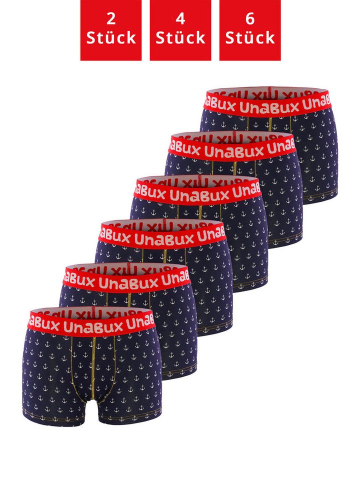 UnaBux Retro Boxer Premium Boxershorts Herren Retroshorts Unterhosen Trunks (6-St) (Packung, Set, Spar-Pack) Boxer Briefs Motiv von UnaBux