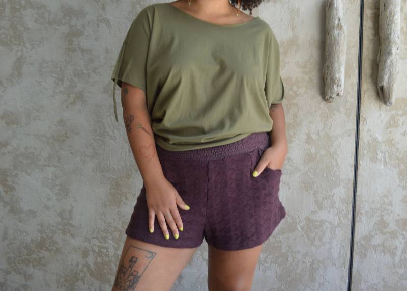 Shorts Aus Bio-Baumwolle Diamantenstrick Erdfarbene Pullover-Shorts Shorts Aus Bio-Baumwolle Diamantenstrick Erdfarbene Pullover-Shorts von UnaPlumaShop