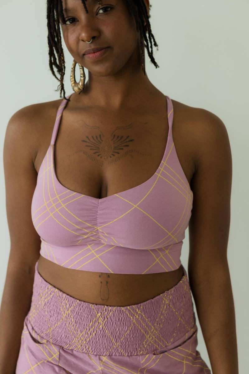 Pariser Bralette - Aus Bio Baumwolle Weiches Und Dehnbares Pastell Kariertes Bedrucktes Bh von UnaPlumaShop