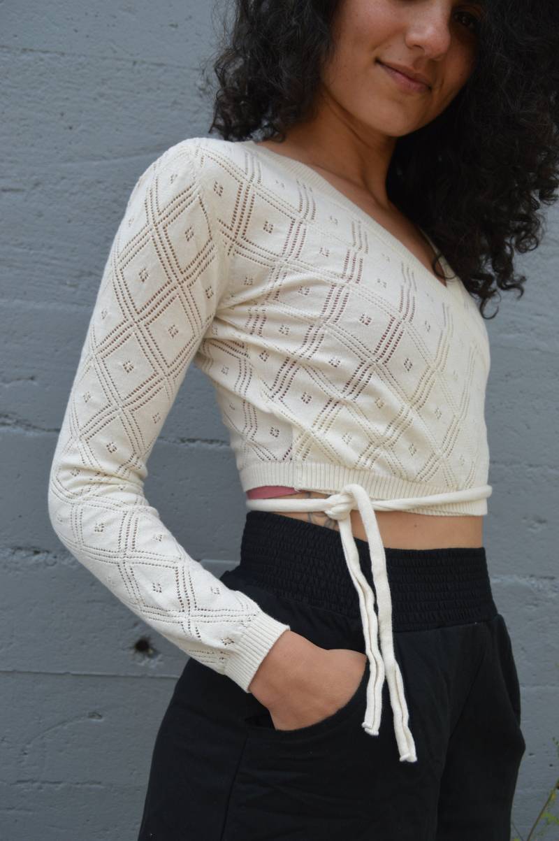 Diamond Wrap - Pullover-Wrap Aus Bio-Baumwolle Knit Tie Sweater von UnaPlumaShop