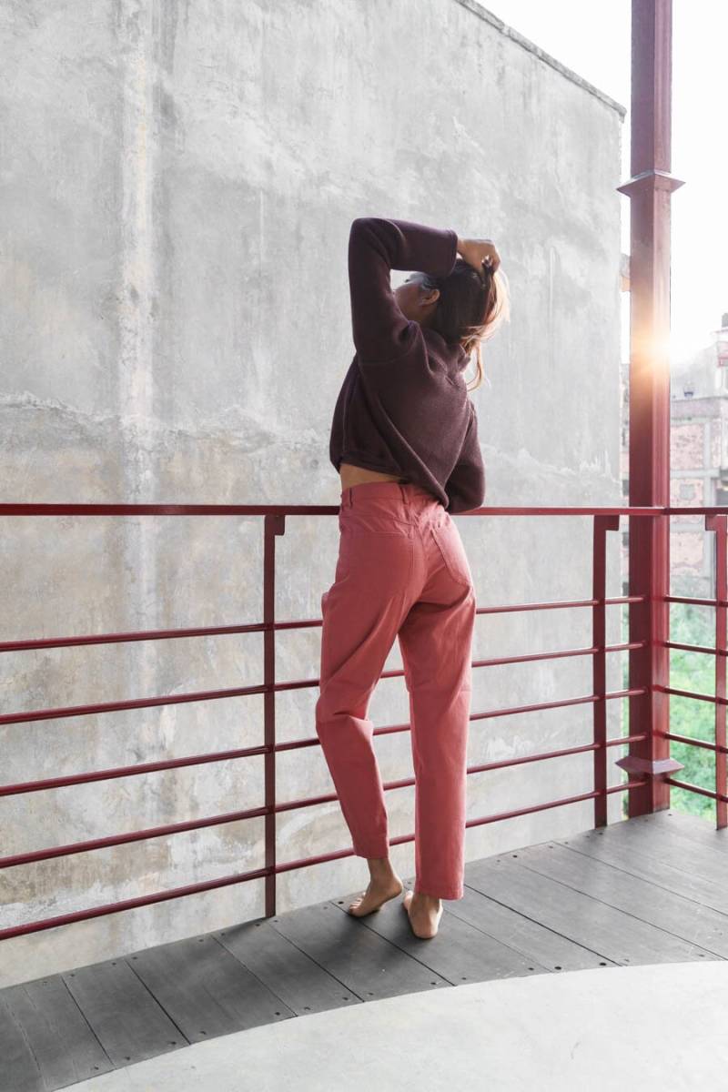 Twill Pants - Baumwollhose Mit Hoher Taille Und Taschen Bequeme Hose von UnaPlumaShop