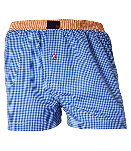 UNABUX Herren Boxershorts Webboxer "Karos" blau/weiß Grösse M von Unabux