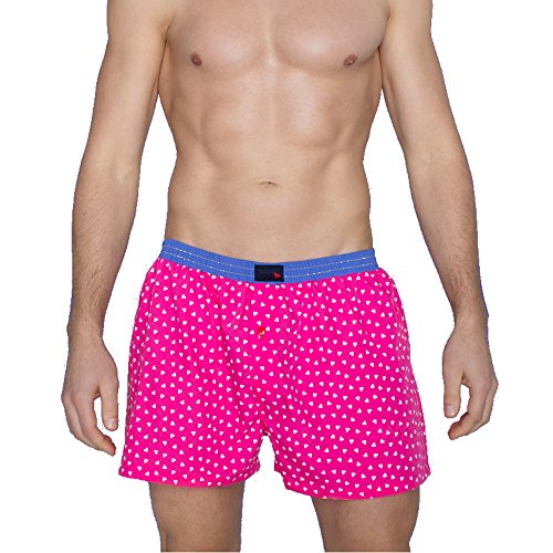 UNABUX Unterhose Boxershort 4 - pink mit weiße Herzen , Größe:XL von Unabux