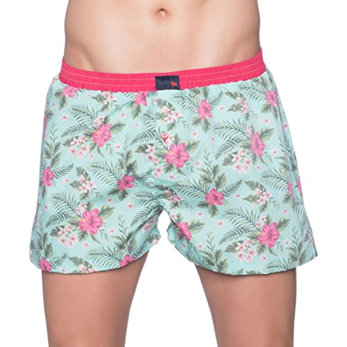 Unabux Boxershorts "Flowerpower" Hellgrün mit floralem Muster Größe L von Unabux