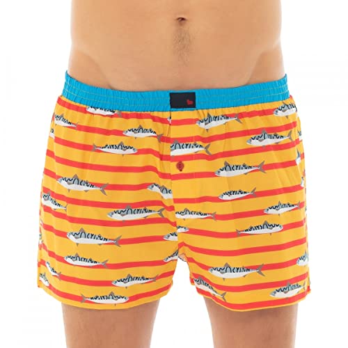 Unabux Boxershorts Mackerel Gelb & Rot Größe L von Unabux