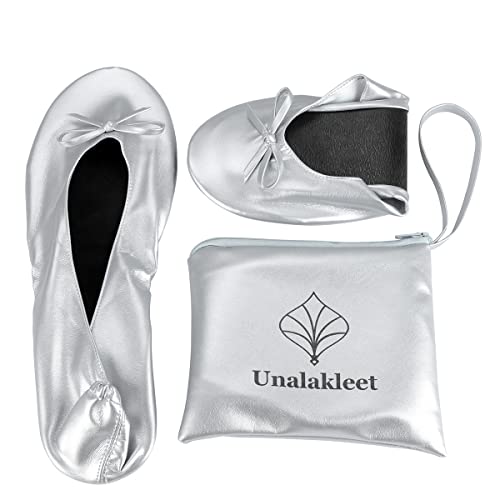 Unalakleet Faltbare Blallet-Flats - aufrollbare Hausschuhe für Damen, Hochzeitsschuhe, silber, 40 EU Unalakleet Faltbare Blallet-Flats - aufrollbare Hausschuhe für Damen, Hochzeitsschuhe, silber, 40 EU von Unalakleet