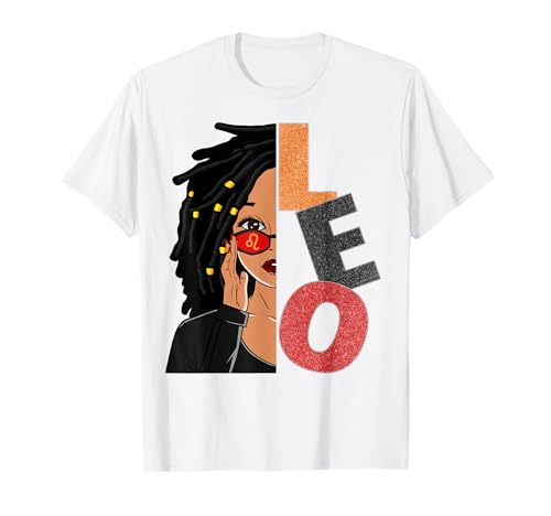 Leo Black Girl Afroamerikanische Frauen mit lockem Haar T-Shirt von Unapologetically Dope Loc'd Woman Girl Tee