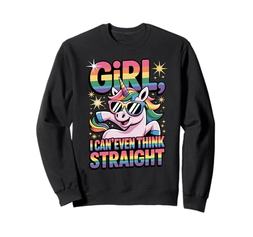 Mädchen, ich kann nicht einmal klar denken Lustiges LGBTQ+ Pride Unicorn Sweatshirt Mädchen, ich kann nicht einmal klar denken Lustiges LGBTQ+ Pride Unicorn Sweatshirt von Unapologetically Queer Threads
