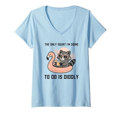 Damen Die einzige Kniebeuge, die ich tun werde, ist unheimlich lustiger Waschbär T-Shirt mit V-Ausschnitt Damen Die einzige Kniebeuge, die ich tun werde, ist unheimlich lustiger Waschbär T-Shirt mit V-Ausschnitt von Unathletic Apparel Co.