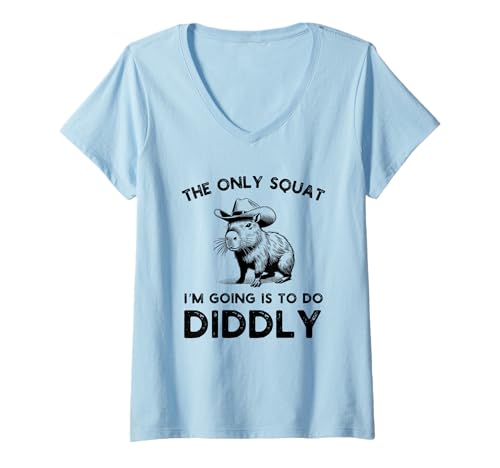 Damen The only Squat I'm Going to do is diiously Funny Capybara T-Shirt mit V-Ausschnitt von Unathletic Apparel Co.