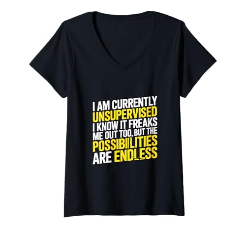 Damen Unsupervised and Freaking Out Endless Possibilities - T-Shirt mit V-Ausschnitt Damen Unsupervised and Freaking Out Endless Possibilities - T-Shirt mit V-Ausschnitt von Unbeaufsichtigtes und mögliches Chaos