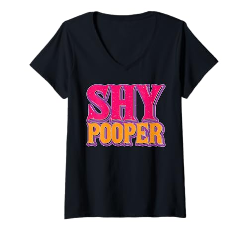 Damen Shy Pooper Introvertierte Toilette kämpft Humor ---- T-Shirt mit V-Ausschnitt Damen Shy Pooper Introvertierte Toilette kämpft Humor ---- T-Shirt mit V-Ausschnitt von Unbeholfen introvertiert Pooper