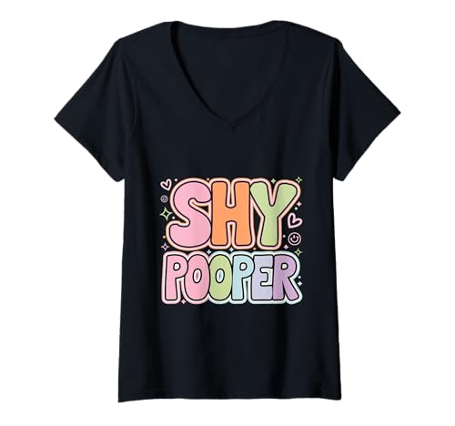 Damen Shy Pooper Introvertierte Toilette kämpft Humor |---- T-Shirt mit V-Ausschnitt Damen Shy Pooper Introvertierte Toilette kämpft Humor |---- T-Shirt mit V-Ausschnitt von Unbeholfen introvertiert Pooper
