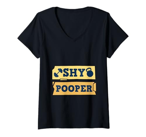 Damen Shy Pooper Introvertierte Toilette kämpft Humor T-Shirt mit V-Ausschnitt Damen Shy Pooper Introvertierte Toilette kämpft Humor T-Shirt mit V-Ausschnitt von Unbeholfen introvertiert Pooper