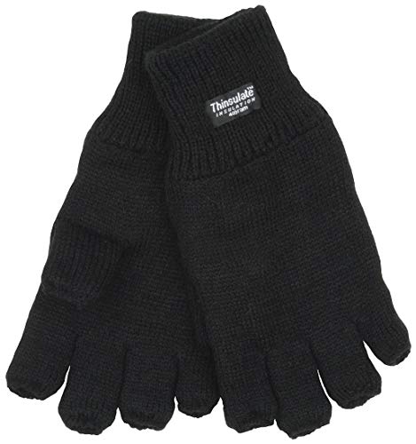 (Medium / Large) - Mens Womens Black Fingerless Thinsulate Lined Thermal Knitted Gloves von Unbekannt