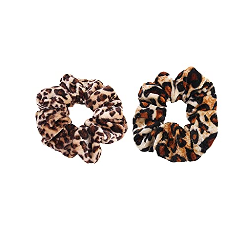 2 Stück Frauen Mädchen Leopard Samt Haargummi Elastisches Haarband für Pferdeschwanz Krawatte Haarzubehör von Unbekannt