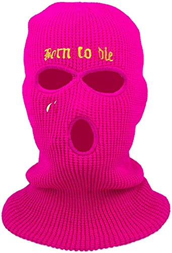 3 Loch Sturmhaube Abdeckung Bedruckte Skimaske Winter Winddicht Nackenwärmer Thermo Radfahren Ski Maske Gestrickte Vollmaske Winddichte Sturmhaube Maske für Männer Frauen, rosarot, Einheitsgröße von Unbekannt