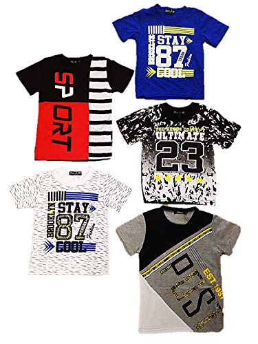 3er / 5er Pack Moderne Jungen T Shirts Größe 92-164 (116-122, 5er Pack) von Unbekannt