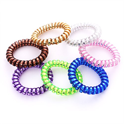 5 Stück einzigartige Metallic-Haarklammern, Telefonschnur in Spiralform, elastisch, für Mädchen, zufällige Farbe von Unbekannt