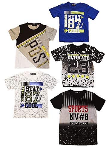 5er Pack Moderne Jungen T Shirts Größe 92-164 (104-110) von Unbekannt