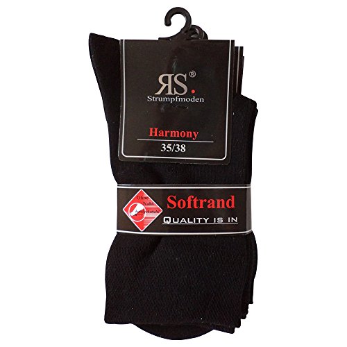 Unbekannt 6 Paar Socken Pia Harmony RS Baumwolle ohne Naht (35-38, Schwarz) von Unbekannt