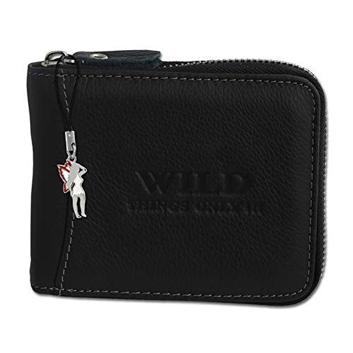 BAG STREET Geldbörse mit Reißverschluss Leder WILD 5267, Farbe:Schwarz von WILD THINGS ONLY !!!