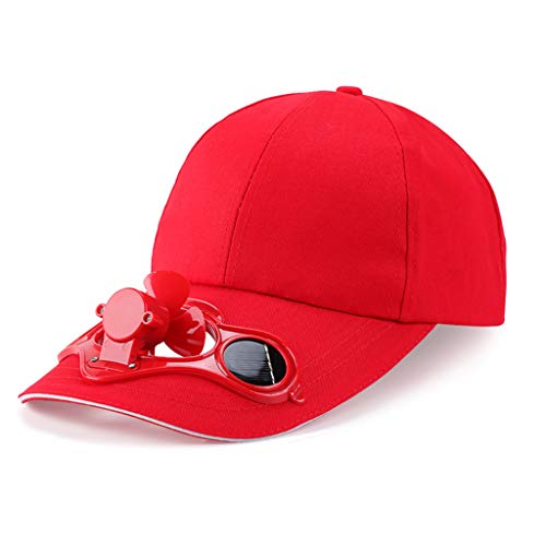 Baseballkappe für Erwachsene und Kinder, solarbetrieben, kühlender Ventilator, für Outdoor-Sport, Camping, Wandern, Snapback, Sonnenblende, rot, Large von Unbekannt