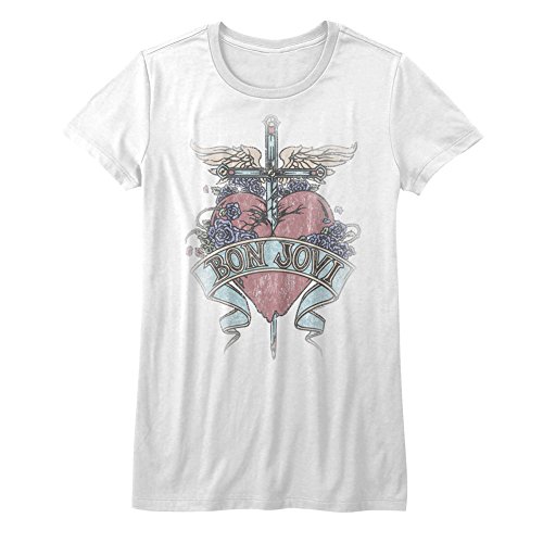 Bon Jovi - Durchbohrtes T-Shirt der Frauen, Medium, White von Unbekannt