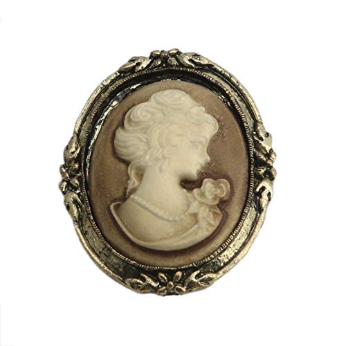 Brosche Fashion, Königin Dame Vintage, Victorianisches Design, Cameo, Schwarz, Enamel, Bronze, Brosche, 1 Stück, tragbar und nützlich von Unbekannt