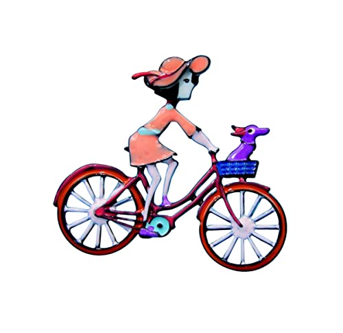 Brosche Schmuck Damen am Hut Fahrrad rot Stahl, 6 x 5,5 cm, Edelstahl von Unbekannt