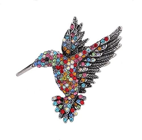 Brosche Schmuck Vogel Kolibri Strass Kristall Mehrfarbig Stahl, 5 x 4,8 cm, Edelstahl von Unbekannt