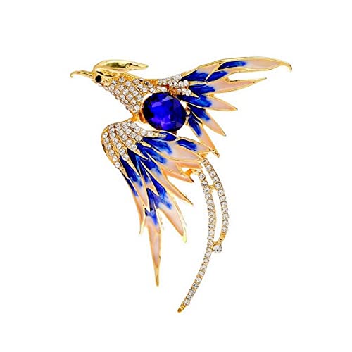 Brosche Vogel Phoenix Gold Blau Stahl, 5 x 4 cm, Edelstahl von Unbekannt