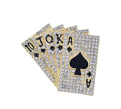 Brosche für Poker-Karten, Motiv: Flush Royal, aus Stahl., Edelstahl von Unbekannt