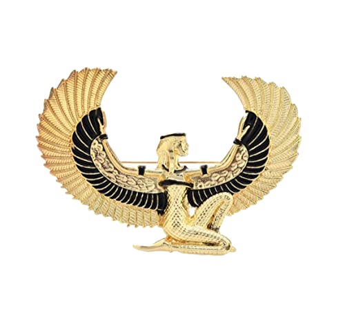 Brosche Schmuck Anstecknadel Isis Göttin Ägypten aus vergoldetem Stahl., 9 x 6 cm, Edelstahl von Unbekannt