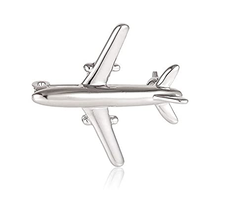 Schmuckbrosche Verkehrsflugzeug aus versilbertem Stahl., Metall von Unbekannt
