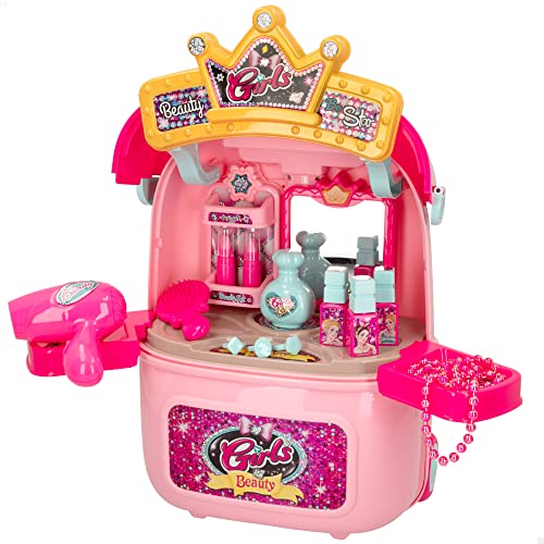 COLORBABY 49769 Schminktisch Mädchen 2 in 1 mit Licht und Sound Beauty Fashion Girls/Make-up für Mädchen, Schminktisch Spiegel, Kosmetiktasche, Mädchen, Schönheitsset von COLORBABY