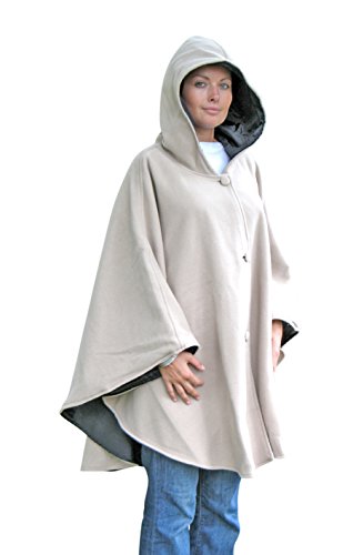 Cape, wendbar, mit Kapuze, 1 Seite aus Fleece und 1 wasserdichte Seite, Beige und Schwarz Cape, wendbar, mit Kapuze, 1 Seite aus Fleece und 1 wasserdichte Seite, Beige und Schwarz von Unbekannt