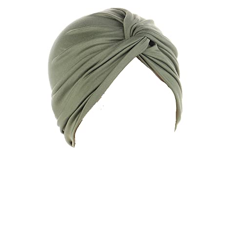 Chemo Beanie Mütze Kopfbedeckung Damen Stretch Knoten Front Turban Beanie Mütze Olivgrün, olivgrün von Unbekannt