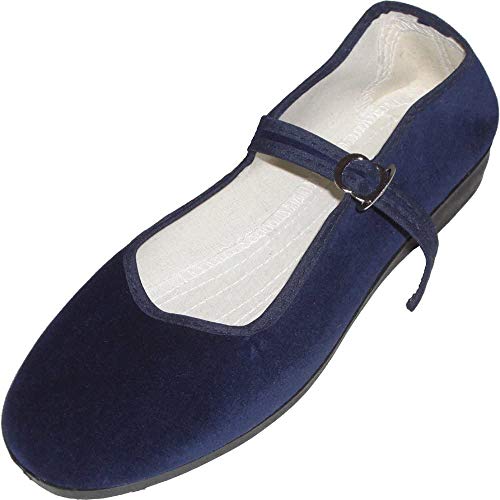 China-Samtschuhe, Größe 35, Blau von Unbekannt