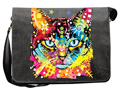 Coole Vintage Umhängetasche für Katzenhalter mit Katzen Motiv Canvas Blue Eyes Tasche Katze Katzenbesitzer Retro Studententasche Messenger Bag von unbekannt