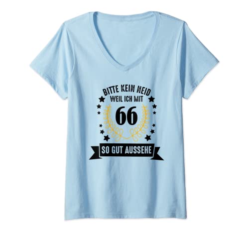 Damen 66 Jahre Geburtstag Geschenke Deko Mann Frau Lustiges T-Shirt mit V-Ausschnitt von Unbekannt