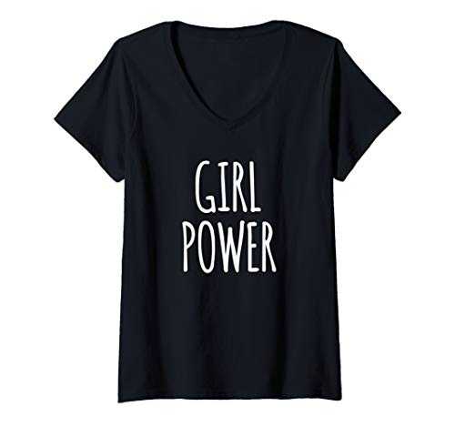 Damen Girl Power T-Shirt mit V-Ausschnitt von Unbekannt