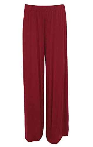 Damen-Hose Palazzos, breite Beine, tiefe Taille, einfarbig, 12 – 30 Gr. 50/52 DE (3XL), bordeaux von Unbekannt