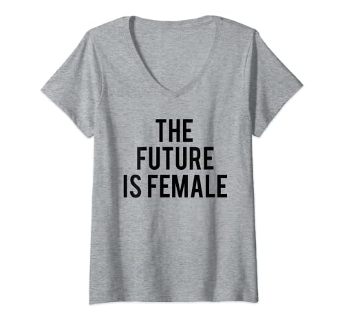 Damen The Future Is Female Hemd aus 100% Baumwolle Feminismus T-Shirt mit V-Ausschnitt von NO NAME