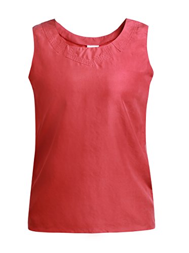 Damen Tops Hemd Bluse 100% Seide ohne Arm Ärmel ärmellos Rot Uni Unifarbe (42) von Unbekannt